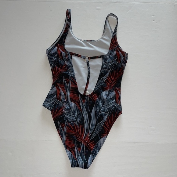 Frederick’s Of Hollywood Black, Red And Gray T Back Strap One Piece Swimsuit - Picture 2 of 7